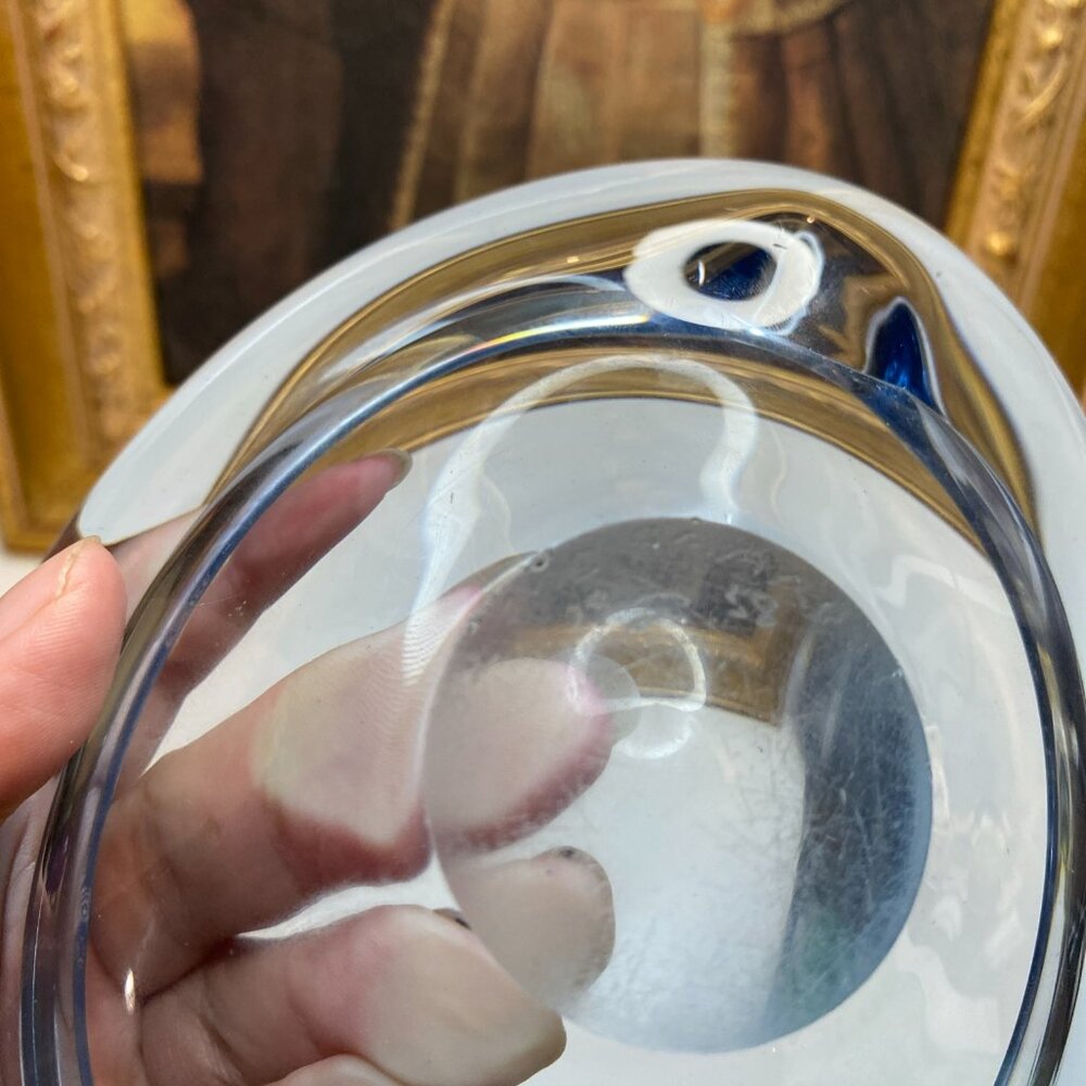 Vintage Holmegaard Per Lutken Light Blue Art Glass Dish Ashtray Signed & Number - Picture 10 of 15